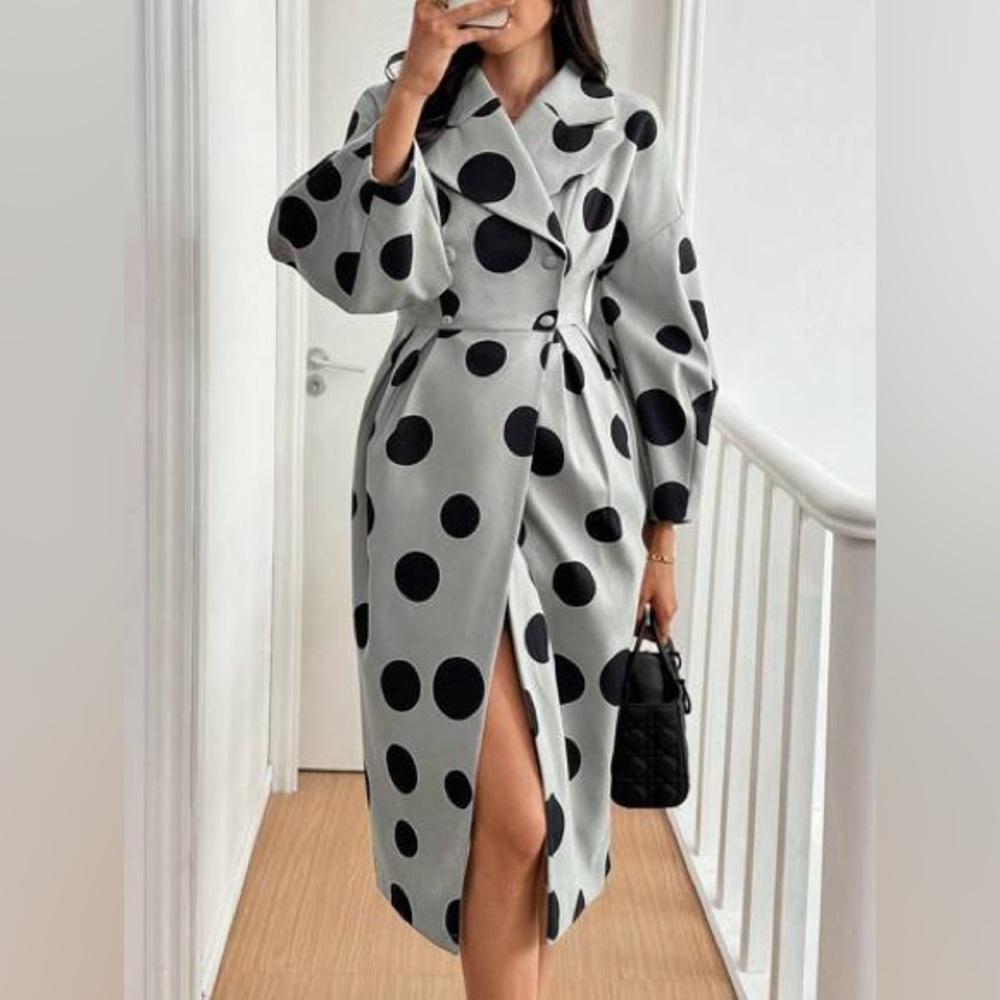SHEIN polka dot puff sleeve over coat
